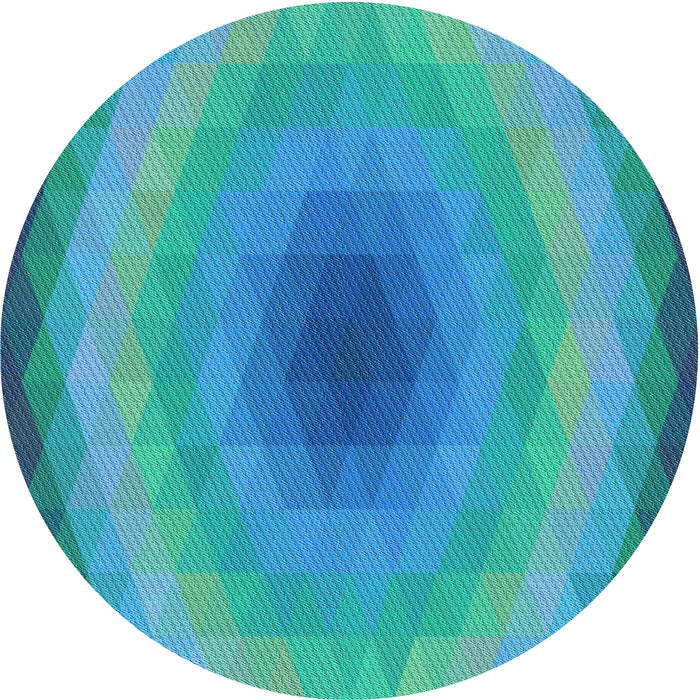 Square Patterned Dark Turquoise Green Rug, pat148lblu