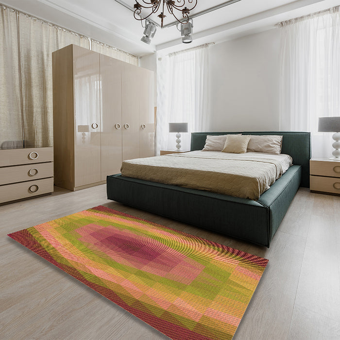 Patterned Red Rug in a Bedroom, pat148org