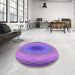 Round Patterned Purple Rug in a Office, pat148pur