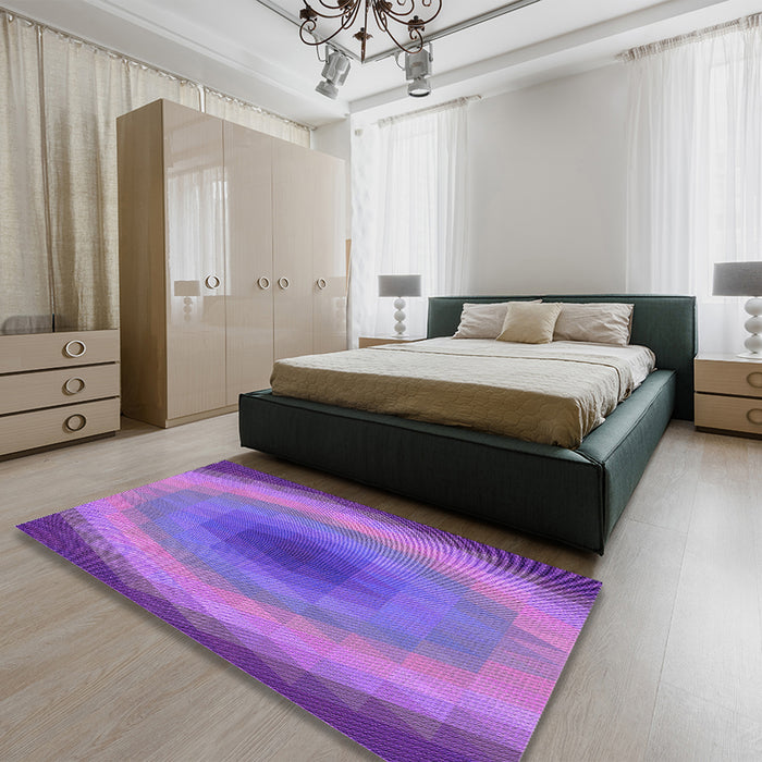Patterned Purple Rug in a Bedroom, pat148pur