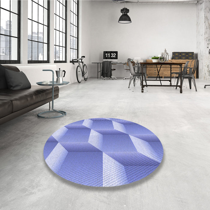 Round Patterned Jeans Blue Rug in a Office, pat1480blu