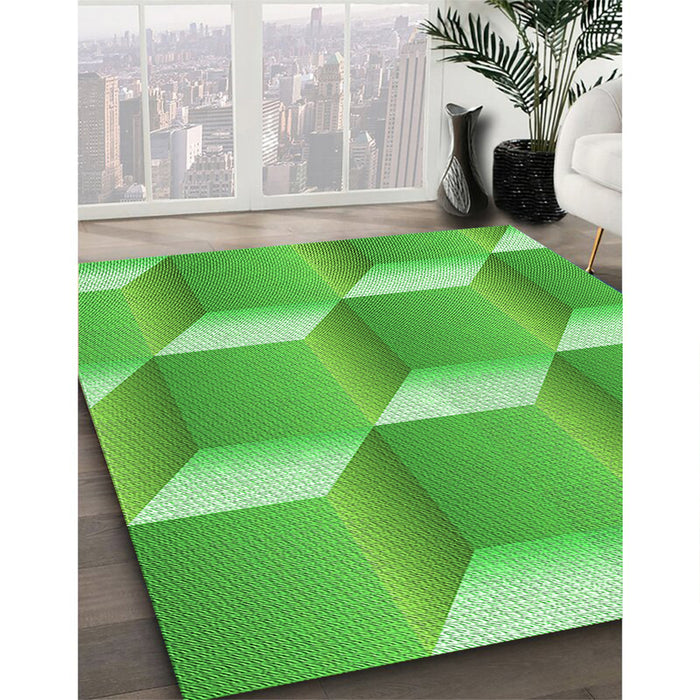 Patterned Emerald Green Rug in Family Room, pat1480grn