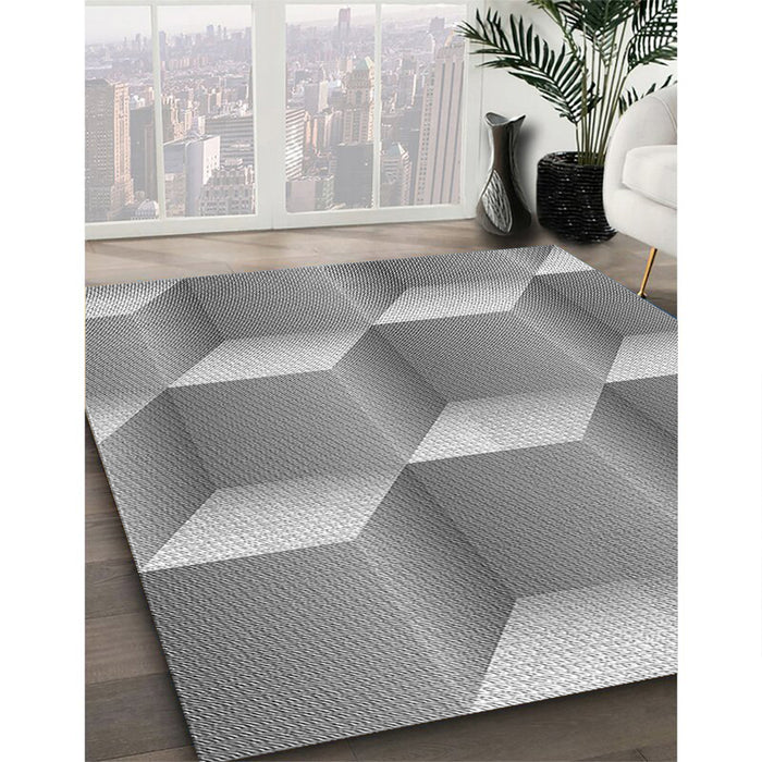 Patterned Cloud Gray Rug in Family Room, pat1480gry