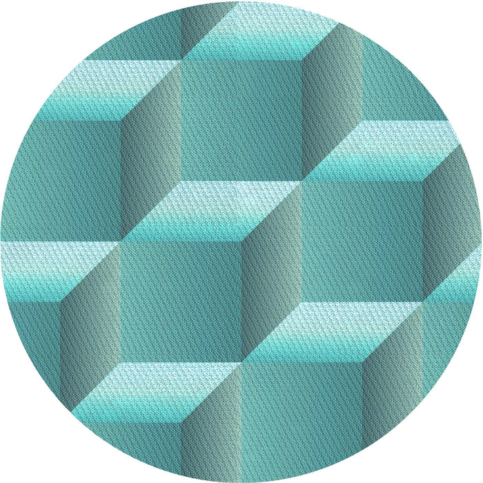 Square Patterned Deep-Sea Green Rug, pat1480lblu