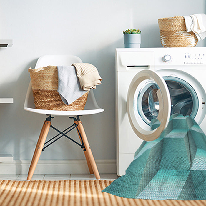 Machine Washable Transitional Deep-Sea Green Rug in a Washing Machine, wshpat1480lblu