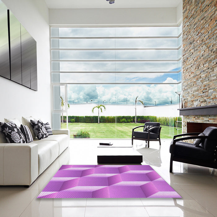 Square Patterned Violet Purple Rug in a Living Room, pat1480pur