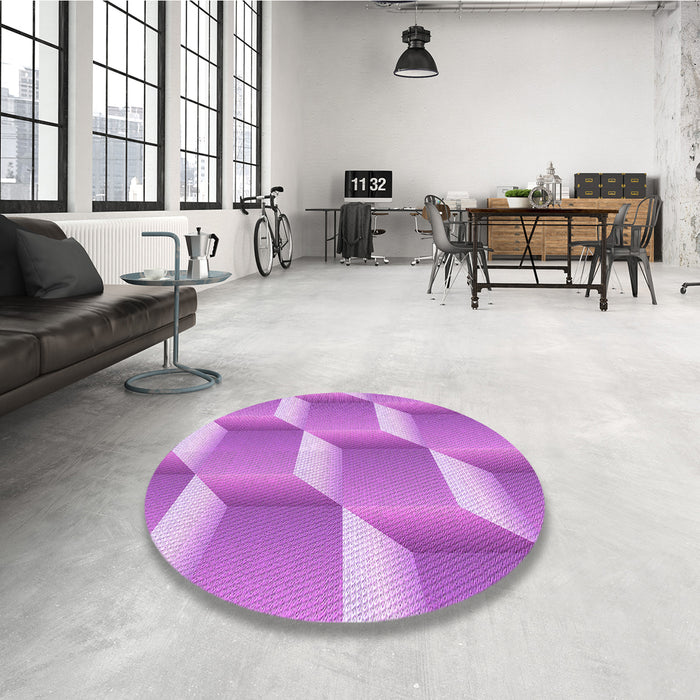 Round Patterned Violet Purple Rug in a Office, pat1480pur