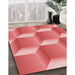 Patterned Ruby Red Rug in Family Room, pat1480rd