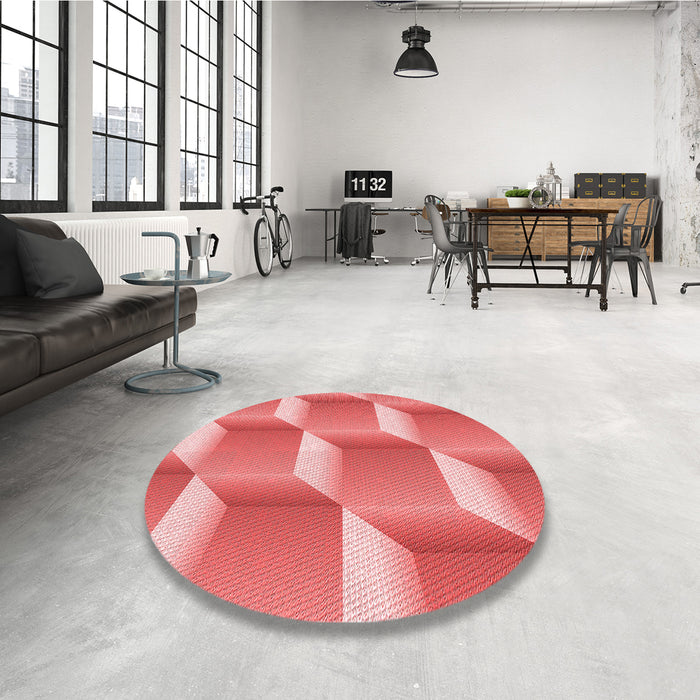 Round Patterned Ruby Red Rug in a Office, pat1480rd