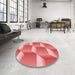 Round Patterned Ruby Red Rug in a Office, pat1480rd
