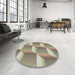 Round Patterned Brown Novelty Rug in a Office, pat1480