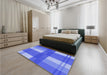 Patterned Sky Blue Rug in a Bedroom, pat1481blu