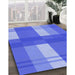 Machine Washable Transitional Sky Blue Rug in a Family Room, wshpat1481blu