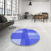 Round Patterned Sky Blue Rug in a Office, pat1481blu