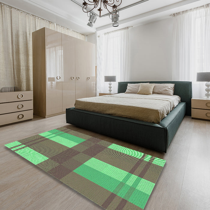 Patterned Brown Rug in a Bedroom, pat1481grn
