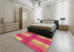 Patterned Raspberry Red Rug in a Bedroom, pat1481org