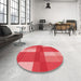 Round Patterned Red Rug in a Office, pat1481rd