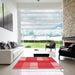 Square Patterned Red Rug in a Living Room, pat1481rd