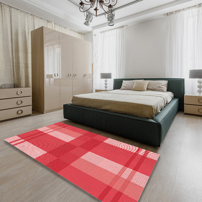 Patterned Red Rug in a Bedroom, pat1481rd