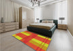 Patterned Red Rug in a Bedroom, pat1481yw