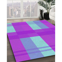 Patterned Denim Blue Novelty Rug, pat1481