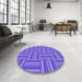 Round Patterned Purple Rug in a Office, pat1482pur