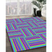 Patterned Dark Violet Purple Novelty Rug in Family Room, pat1482