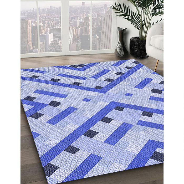 Machine Washable Transitional Royal Blue Rug in a Family Room, wshpat1483blu
