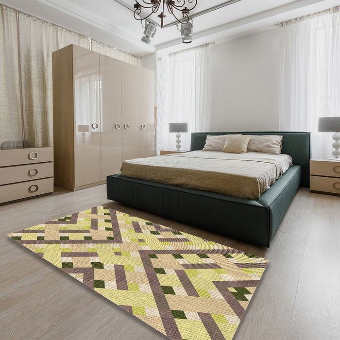 Patterned Brown Rug in a Bedroom, pat1483brn