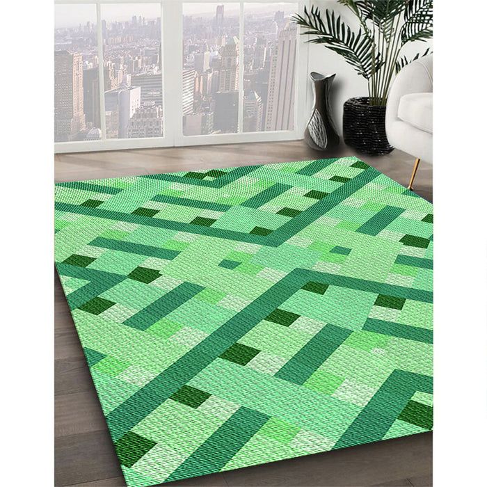 Machine Washable Transitional Jade Green Rug in a Family Room, wshpat1483grn