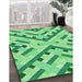 Patterned Jade Green Rug in Family Room, pat1483grn