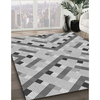 Patterned Platinum Silver Gray Rug, pat1483gry