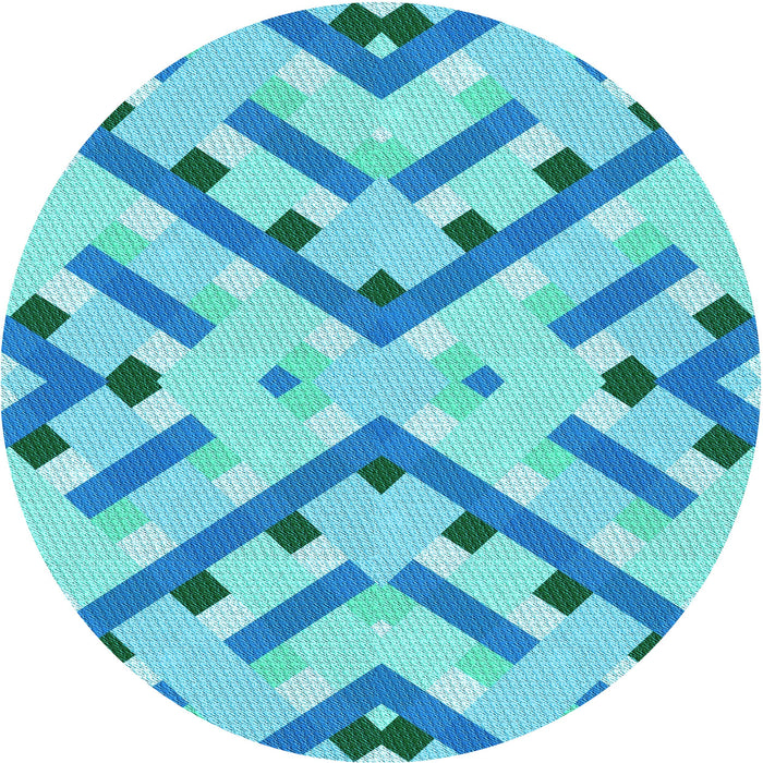 Square Patterned Dark Turquoise Green Rug, pat1483lblu