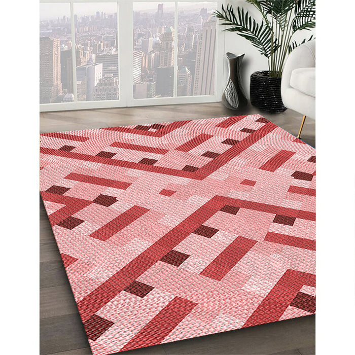 Patterned Pink Rug in Family Room, pat1483rd