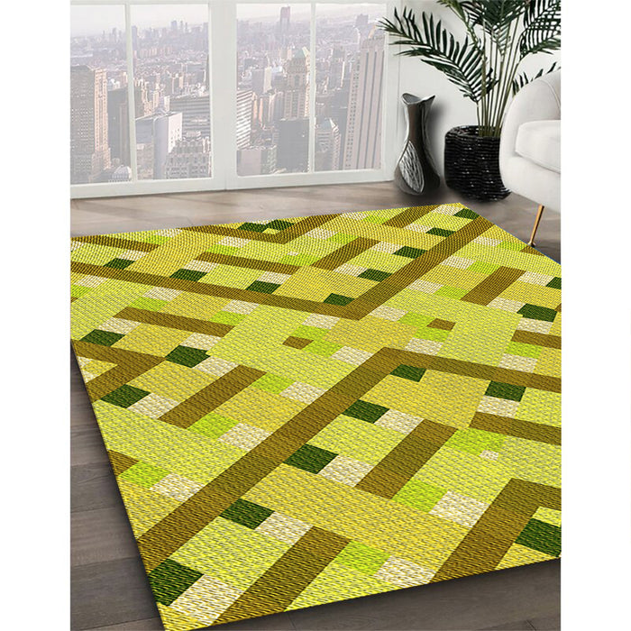 Machine Washable Transitional Yellow Rug in a Family Room, wshpat1483yw