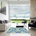 Square Patterned Steel Blue Novelty Rug in a Living Room, pat1483