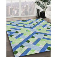 Patterned Steel Blue Novelty Rug, pat1483