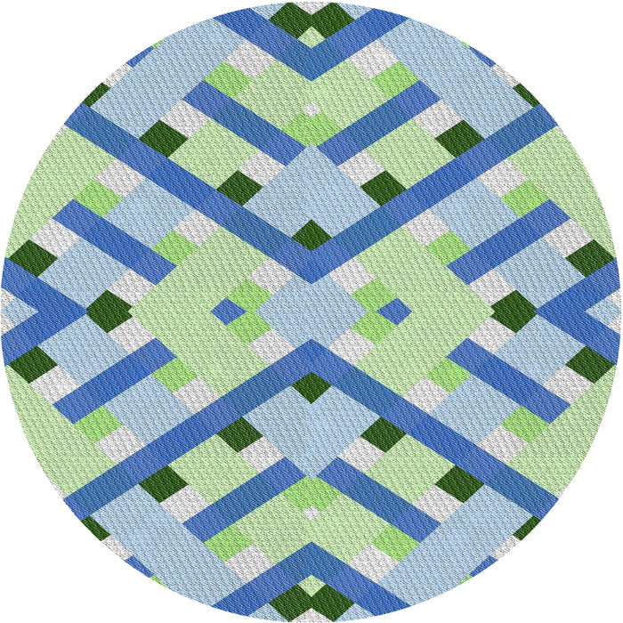 Sideview of Patterned Steel Blue Novelty Rug, pat1483