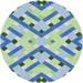 Sideview of Patterned Steel Blue Novelty Rug, pat1483