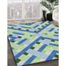 Patterned Steel Blue Novelty Rug in Family Room, pat1483