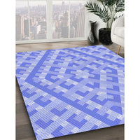 Patterned Light Slate Blue Rug, pat1484blu