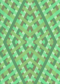 Machine Washable Transitional Green Rug, wshpat1484grn