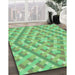 Patterned Green Rug in Family Room, pat1484grn