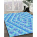 Machine Washable Transitional Blue Rug in a Family Room, wshpat1484lblu