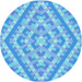 Square Patterned Blue Rug, pat1484lblu