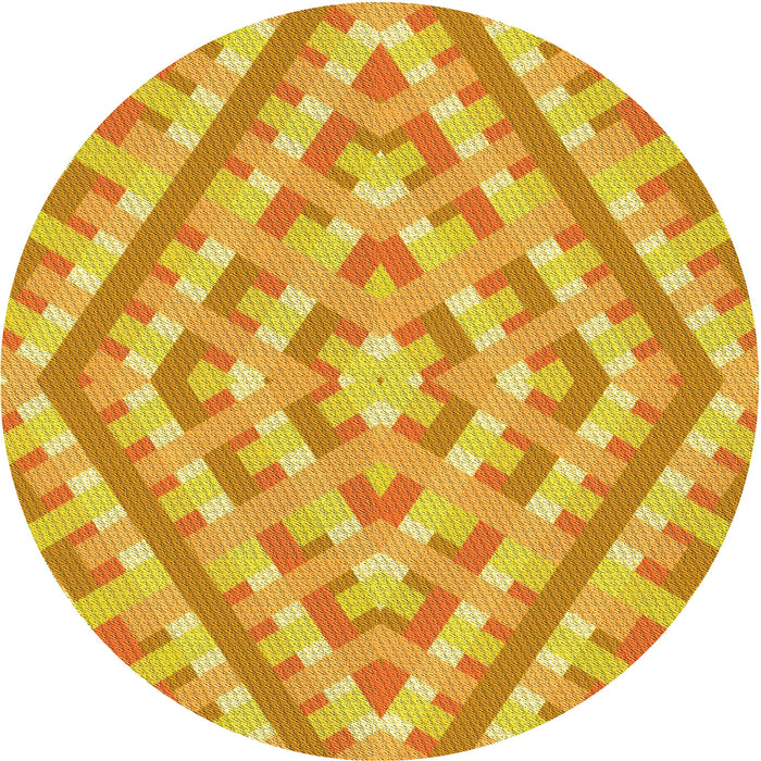 Square Patterned Neon Orange Rug, pat1484yw