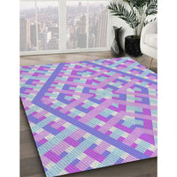 Patterned Blue Novelty Rug, pat1484