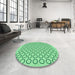 Round Patterned Green Rug in a Office, pat1485grn