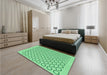 Patterned Green Rug in a Bedroom, pat1485grn