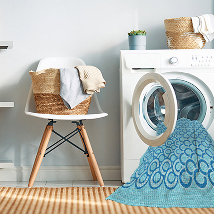Machine Washable Transitional Blue Rug in a Washing Machine, wshpat1485lblu